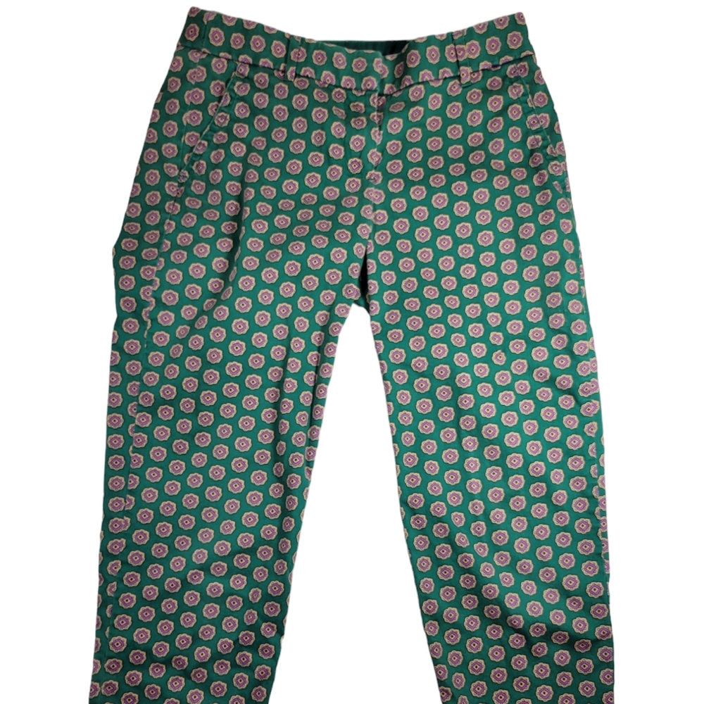 J.Crew Factory Stretch Skimmer Pant Women Size 0 City Fit Paisley Multi Color.